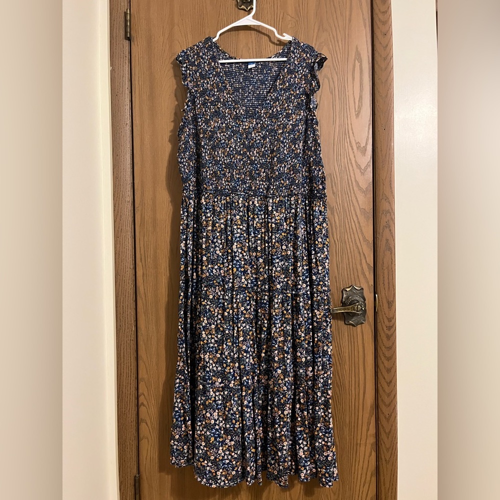 Old Navy Maxi Floral Dress in Blue and Orange